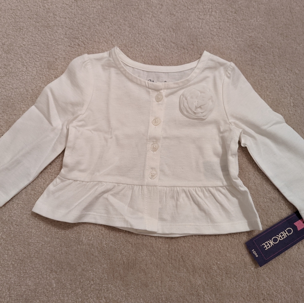 3/$15 Cherokee Infant Girls' White Buttoned Cardigan Size 6-9 months